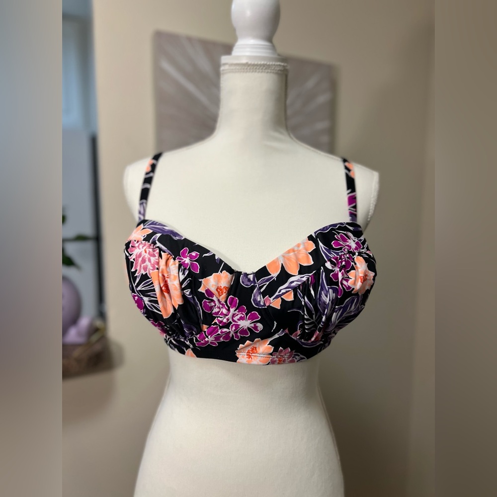 Neon Floral Bikini Top